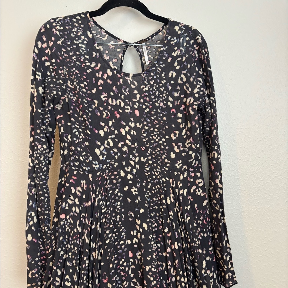Free People First Kiss Black Animal Print Maxi Dress Gown XS - Picture 6 of 13